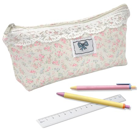 TODAYME Federmäppchen für Schule Büro, Federtasche mit Reißverschluss, Mäppchen mit Aesthetic Blumen, federmappe etui Schule groß Kapazität，Pencil Case für Mädchen Kosmetiktasche (Reine Blumen)