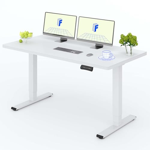 FLEXISPOT Höhenverstellbarer Schreibtisch mit 25 mm einteiliger Tischplatte, Elektrischer Schreibtisch mit Dual-Motor, 3-Fach Teleskop, 160 kg Tragkraft (160x80cm, weiß+weiß)