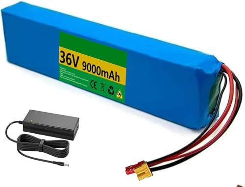 Batteria per Scooter Elettrico da 36V 9Ah, Batteria al Litio per Bicicletta Elettrica, con Caricabatterie, XT60+DC