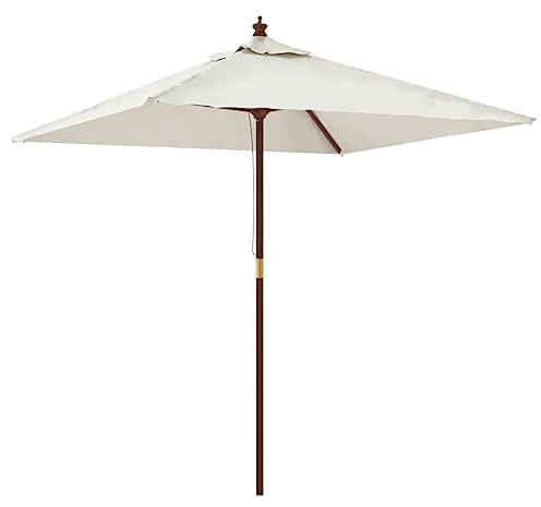 Seitenmarkise, Sonnenschirm mit Holzmast Sandfarben 198x198x231 cm Markise für Balkon, Terrasse, Garten