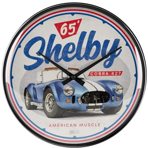 Nostalgic-Art Retro Wanduhr, Ø 31 cm, Shelby – American Muscle Cobra 427 | Original Shelby Lizenzprodukt (OLP), analoge Küchenuhr, Vintage Design, Geschenk-Idee für Shelby-Fans