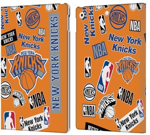 Head Case Designs Offizielle NBA Sticker-Collage New York Knicks Leder-Wallet-Hülle Kompatibel mit Apple iPad 10.2 2019/2020/2021