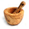 BeldiNest Mortier et pilon plat en bois d'olivier - 1 l - Bois naturel poli