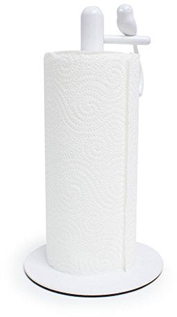 balvi Küchenpapierhalter Birdie Weiß Farbe Rollenhalter mit dekorativem Vogel Metall/Plastik