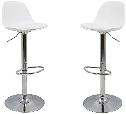 Vaukura Pack 2 Taburete Alto Tulipa - Taburete Moderno (Blanco)