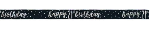 Unique 83466 Black Prismatic 21st Birthday Foil Banner, 108 1 Pc, Age 21