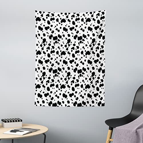 ABAKUHAUS Tier Wandteppich, Dalmatinisches Druck Textur aus Weiches Mikrofaser Stoff Waschbar ohne Verblassen Digitaldruck, 110 x 150 cm, Weiß und Schwarz