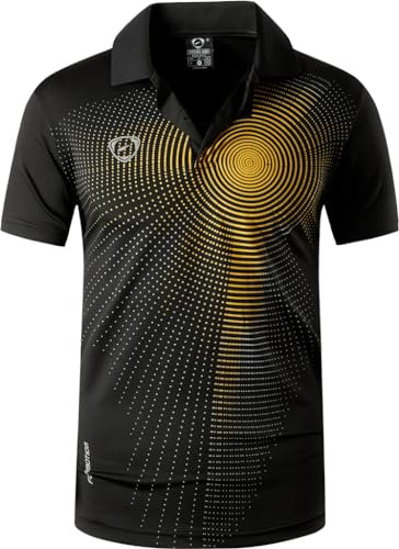 jeansian Herren Summer Sportswear Wicking Breathable Short Sleeve Polo T-Shirts Tops LSL266 Black L