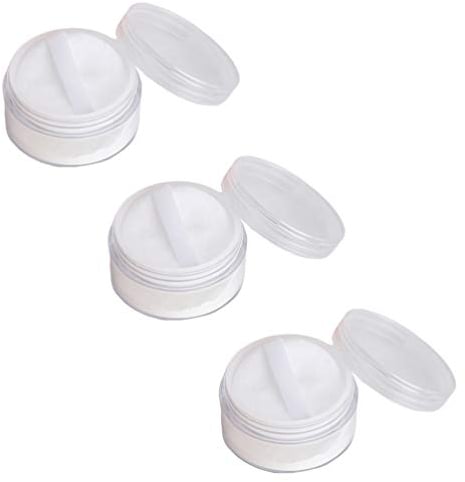 Lurrose 3Pcs Refillable Loose Powder Containers with Puff, Portable Makeup Storage Case for Travel and Home, 20g Capacity