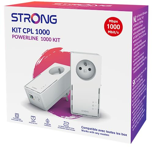 STRONG - Powerline 1000 Kit - Duo Prises CPL - Kit CPL - 1000 Mbps - Compatible Toute Box/Routeur - 1 Port Ethernet + Prise Filtrée - Installation Rapide - Accès Internet Haut Débit Partout - Blanc