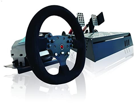 GTR Simulator RS30 Ultra Force Feedback Driving Racing Wheel Suede Leather Cover Instant Gear Shifters with V3 Responsive Adjustable Metal Base 2-Pedals for PC