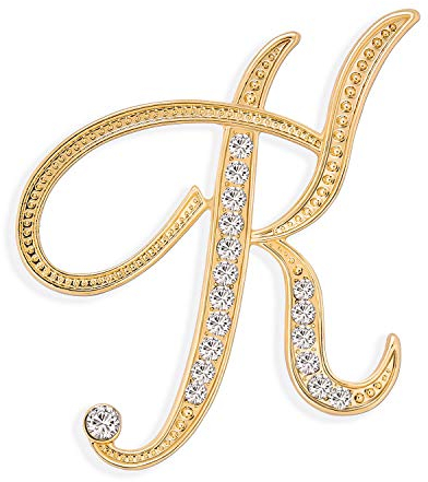 Großes Statement Abc Pave Crystal Cursive Schrift Monogramm Buchstaben Alphabet Initialee K Schal Anstecknadel Brosche Für Frauen Gelbgold Plattiert