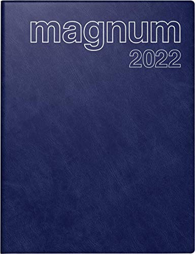 rido/idé 7027042382 Buchkalender magnum, 2 Seiten = 1 Woche, 183 x 240 mm, Schaumfolien-Einband Catana dunkelblau, Kalendarium 2022