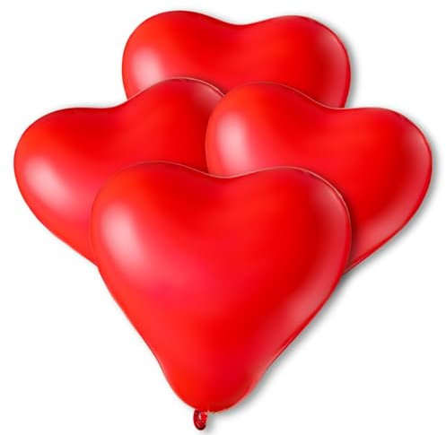 Premium Herzluftballons in Rot - Made in DE - 100% Naturlatex & 100% biologisch abbaubar – 92 Stück - Geburtstag Party Karneval - für Helium geeignet - twist4®