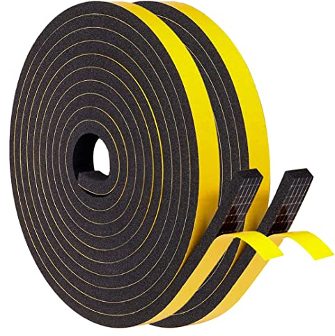 Nastro Sigillante Guarnizione 12mmx6mm/8m per Porte Finestre Nastro Adesivo in Schiuma Guarnizione in Gomma Contro le Correnti d'aria Fredda/Anti-collisione/Assorbente/Antipolvere, Nero 2
