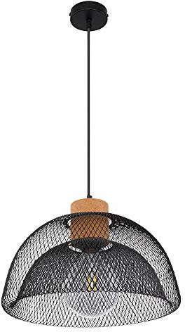 Pendel Lampe Ess Zimmer Decken Geflecht Hänge Leuchte schwarz Gitter Kork