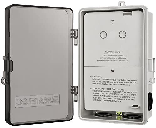 Suraielec WLAN-Pool-Timer, 120/277 V, einzelne Schalter, Poolpumpen-Timer, 40 A, 2 PS, kabelloser Smart-Schalter, Licht-Timer für Pumpe, Warmwasserbereiter, Spa, robuste elektrische Geräte