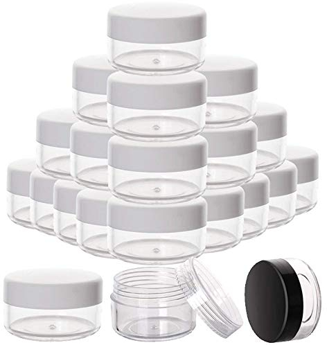 100Pcs 2g 3g 5g 10g 15g 20g Cosmétique Portable Bocaux Vides Bouteilles Transparentes Fard À Paupières Maquillage Crème Baume À Lèvres Conteneur Pots-France, 5g Clear Caps