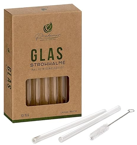 Prademir 12 x Glas-Strohhalme 15 cm 12 Stück