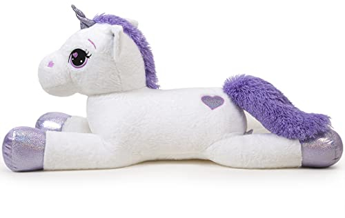 SNOWOLF Riesen Plüsch Spielzeug Einhorn Große Plüsch Tier Spielzeug Plüsch Kissen Großes Pferd Plüsch Flauschige Einhorn Plüsch Puppe Geschenk für Kinder Mädchen Jungen(weiß,80cm)