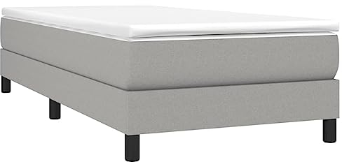 vidaXL Cadre à sommier tapissier en Tissu Gris Clair 80 x 200 cm, lit, Meuble de Couchage, sommier tapissier, Cadre de lit, lit Simple, sommier tapissier, Lits, berceaux