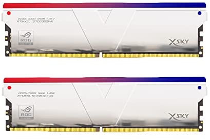 V-Color DDR5 Certifié ROG Manta XSky RGB 32 Go (2 x 16 Go) 7000 MHz 2Gx8 CL36 1,45 V SK Hynix IC Gaming RAM U-DIMM Argent (RTMXSL1670836SWK) (Intel XMP ASUS ROG Z790 Series)