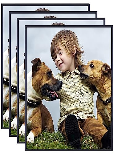VIIBASE A4 Zertifikat Bilderrahmen,Schwarzer Aluminium Fotorahmen,Posterrahmen mit Plexi-glas für Wandmontage Display,21x30 cm,Set von 4