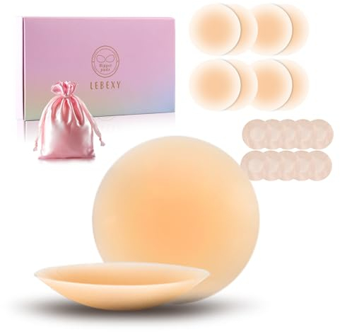 LEBEXY Nippelpads Damen | Nippelcover Selbstklebende Ultra dünn | Nippel Cover Pads | Brustwarzen Abdeckungen Nippelkleber | Nippelabdeckung Ultradünne | Brustwarzenabdeckung, 4 Paar 8cm, Atmungsaktiv