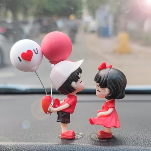 Auto-Dekoration, Süße Cartoon-Paare Action-Figur Ballon-Ornament Paar Puppen Auto Armaturenbrett Ornamente Niedliche Kuss-Paar-Puppen-Ornamente Auto-Innendekoration für Frauen, Mädchen, Geschenke