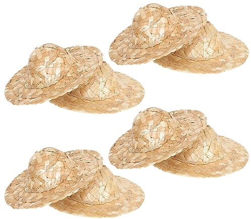 COHEALI 8st Miniatur-hütchen Minihüte Zum Basteln Handgefertigte Puppe Kleines Deko-Accessoire Mini-Zylinder Mini Gewebter Hut Kleine Hütchen Zum Basteln Puppen 8cm Stroh Kleine Dekoration