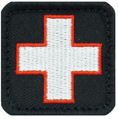 Café Viereck ® Bundeswehr Sanitäter Medic Kreuz Patch Gestickt mit Klett - 4 cm x 4 cm (schwarz/weiß 4 x 4 cm)