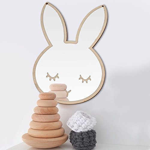 Heaveant Kinderzimmer Spiegel, Wandspiegel 3D Acryl Spiegel Aufkleber, Dekorative Spiegel Aufkleber Wandsticker Wanddekoration für Kinderzimmer Badezimmer (Hase)