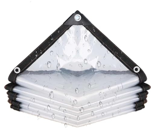 CINVSERW 3x7m Clear Plastic Tarps Heavy Duty Waterproof, Transparent Tarpaulin with Grommets, PVC Tarp Cover Tear Resistance, Windproof Outdoor Curtain, for Canopy Patio Garden Pergola