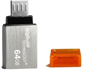 BigBuild Technology 64GB Argent Clé USB Micro B OTG Dual Drive Compatible avec Samsung Galaxy A2/A10, S4/S5/S6/S7, Note 4/5, J8/J7/J6/J5 Mobile