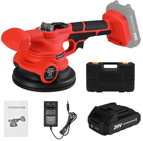Doovasen Fliesenleger Maschine Elektrische Fliesen Vibrator Mit 145 mm Saugnapf 0-18000rpm Stufenlose Geschwindigkeitsregulierung Vibrationswerkzeug zum Verlegen von Wandfliesen