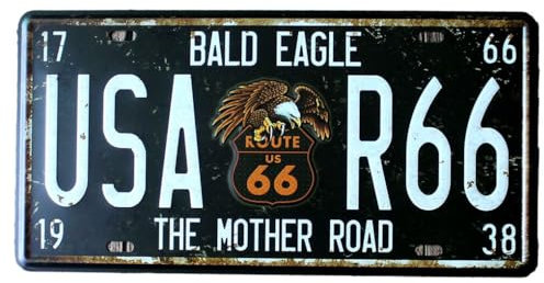yuwqqoajv Alte US RT. 66 Nummernschild, Vintage amerikanisches Dekor für Auto Enthusiasten, kompaktes und leichtes Vintage Metallschild aus Eisen, Rosa