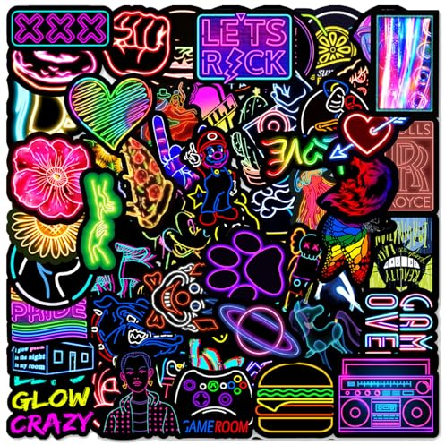 TYXHXTF 200 Pcs Neon Stickers Pack, Cool Graffiti Stickers, Waterproof, Phone, Adults, for Water Bottles, Book, Laptop, Guitar, Skateboard, Suitcase (Neon)