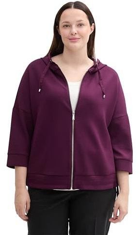 TOM TAILOR Damen Plussize Sweatjacke mit Kapuze,35796 - BlackBerry, 52