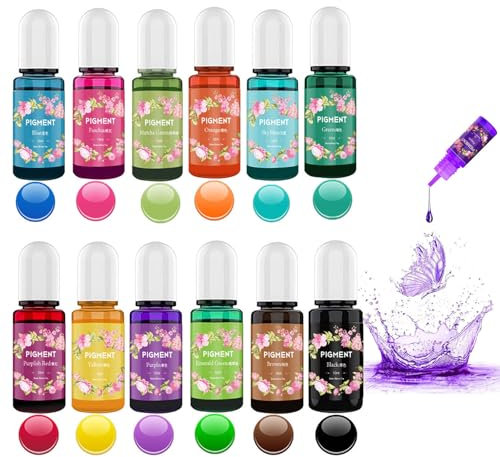 Tintes Líquidos para Velas, Tinte de Vela Líquido Concentrado, 12 Colores Tinte a Base de Aceite para Vela, 10ml Tintes para Velas, Colorante Para Velas, Kit Colorante de Cera Fabricación de Velas DIY
