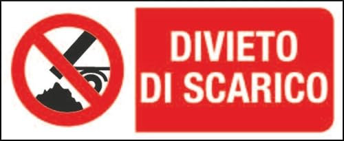 GLOBAL CARTELLO SEGNALETICO UNI - Divieto di scarico - Adesivo Extra Resistente, Pannello in Forex, Pannello In Alluminio (15x6 cm, Adesivo)
