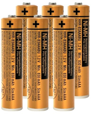 6 Pack 830mAh 1.2v NI-MH AAA Battery for BT Panasonic Cordless Phones, 830mAh Rechargeable AAA Batteries for Panasonic Gigaset Handsets