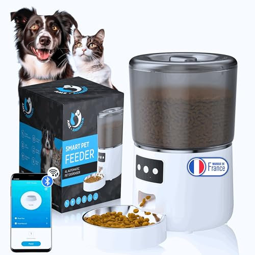 AMZ-ANIMALUX Distributeur Croquettes Chat & Chien Automatique Gamelle Croquette Automatique et Intelligente pour Chat, Chaton & Chien Connecté en Bluetooth/WiFi & Programmable avec App |