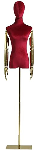 LIUSP Schneiderpuppe weiblich, rot, weibliche Form, Schaufensterpuppe, Körpertorso mit Kunststoffarm, Oberkörper-Schaufensterpuppe für Brautkleider/T-Shirts, höhenverstellbar,