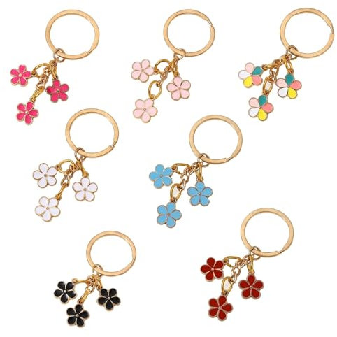 MisFun 7 Pièces Porte-Clés en Forme de Fleur pour Femme, Porte Clef Femme, Porte Clé Personnalisé, Porte-Clés Marguerite, Porte Clé, pour Femme Accessoires de Sac à Main, Sac à Dos