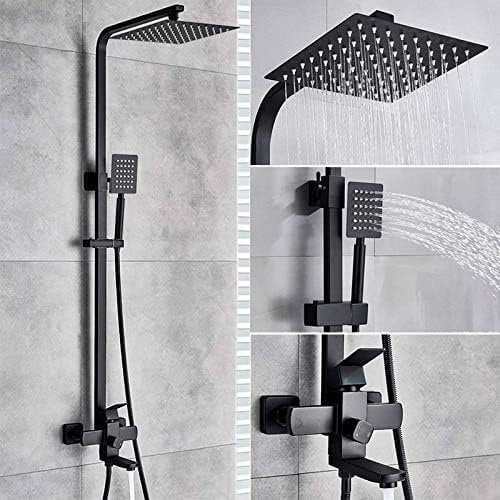 Chrom/Schwarz Bad-Duschmischer-Wasserhahn, Drehbarer Wannenauslauf, Wandmontage, 8 Regenduschkopf Mit Handbrause, Chrom A,Matt-schwarz