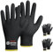 KAYGO Thermo Arbeitshandschuhe Nitril beschichtet, 3 Paar Gefüttert Warm Arbeitshandschuhe mit Grip für Herren Damen Kühlhaus Winter Arbeit Bau Lager Auto Garten DIY, KG12W (Schwarz, L, Gr 9)