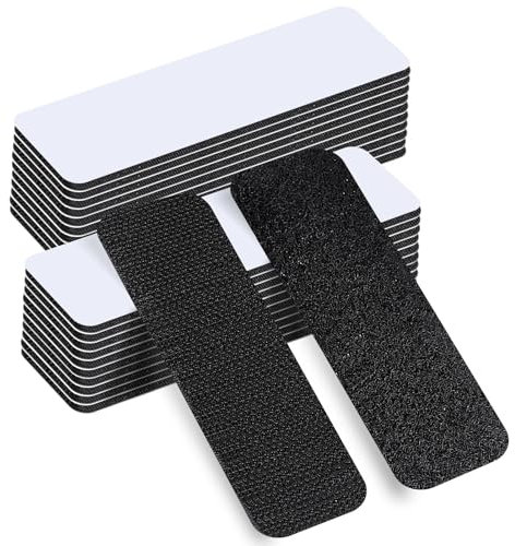 Velcro Adhesivo Doble Cara 3x10cm, 20Pcs Belcro Adhesivo Doble Cara Fuerte, Negro Cinta Doble Cara Extrafuerte Reutilizable, Belcro Adhesivo Fuerte para Alfombra, Decoraciones y DIY (Rectángulo 20)