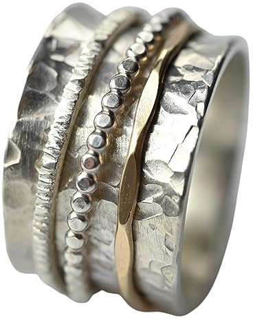 Tiljon Breiter Drehring Bicolor Shirel mit drei äußeren Ringen Größe 63 (20,1)