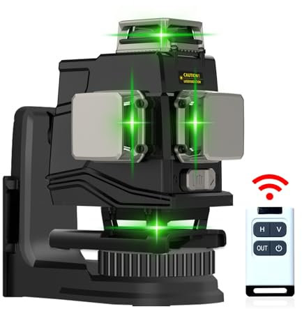 Laser Level, 360 self-Leveling 4D 16-line Green line Laser with Horizontal and Vertical Lines Construction and Picture Hanging, with Magnetic Bracket and 5000mAh Lithium-ion Battery