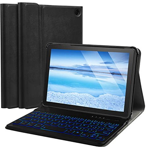 FunYaung Case with Keyboard for Amazon Fire HD 8 & 8 Plus (2024 Release), Detachable Rechargeable Backlit Keyboard Case with Type-C Cable for HD 8 14th (Black)